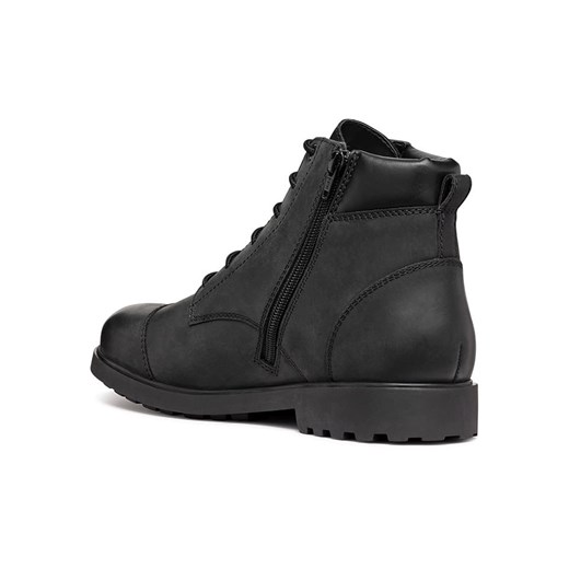 Buty zimowe męskie Geox czarne z tkaniny sznurowane 
