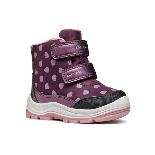 Buty zimowe dziecięce Geox fioletowe na rzepy 