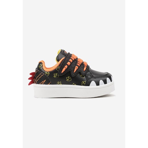 Czarne Buty Sportowe w Ozdobny Print z Aplikacjami i Zapięciem na Rzep Erisella ze sklepu born2be.pl w kategorii Buty sportowe dziecięce - zdjęcie 174972532