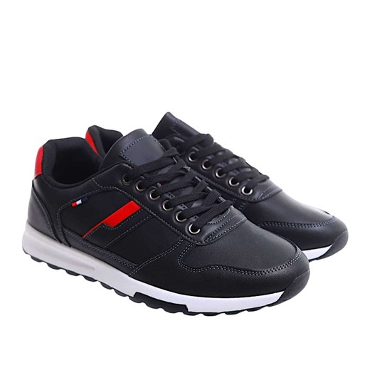 Sznurowane czarne męskie buty sportowe /F9-3 16782 T482/ Pantofelek24 42 Pantofelek24.pl