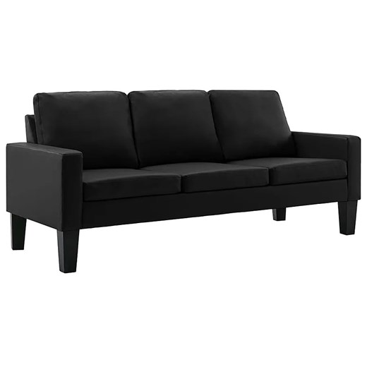 3-osobowa czarna sofa z ekoskóry - Lencor 3Q ze sklepu Edinos.pl w kategorii Sofy i kanapy - zdjęcie 174977171