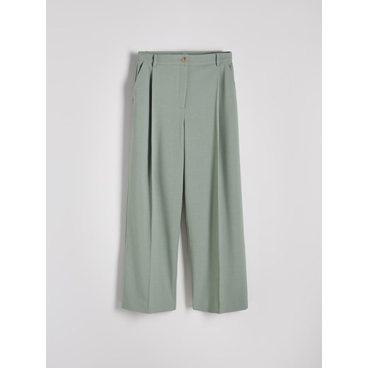 Reserved - Spodnie z szerokimi nogawkami - jasnozielony Reserved XXL Reserved