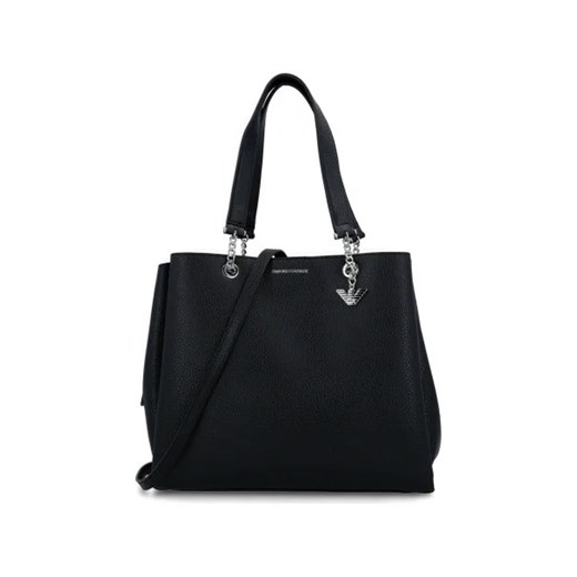 Shopper bag Emporio Armani ze skóry ekologicznej duża czarna elegancka matowa na ramię 