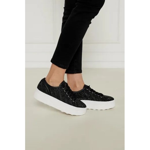 Guess buty sportowe damskie sneakersy na platformie z tworzywa sztucznego sznurowane