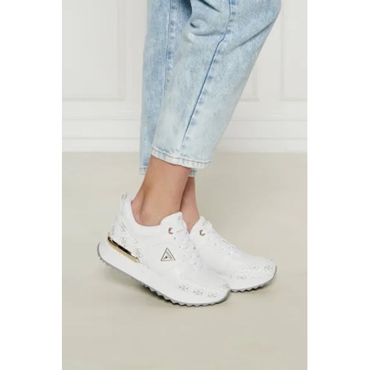 Buty sportowe damskie Guess sneakersy na platformie sznurowane z tkaniny