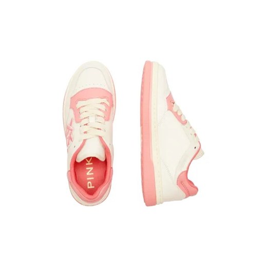 Buty sportowe damskie Pinko sneakersy beżowe sznurowane skórzane na płaskiej podeszwie