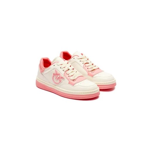 Buty sportowe damskie Pinko sneakersy na płaskiej podeszwie skórzane sznurowane
