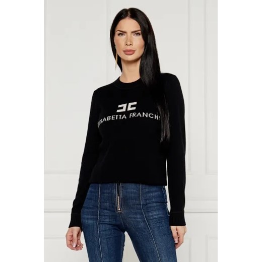 Elisabetta Franchi Wełniany sweter | Regular Fit | z dodatkiem kaszmiru ze sklepu Gomez Fashion Store w kategorii Swetry damskie - zdjęcie 175000552