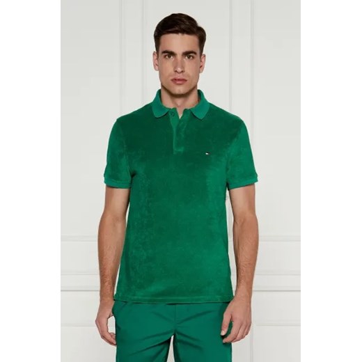 T-shirt męski zielony Tommy Hilfiger z bawełny z krótkim rękawem