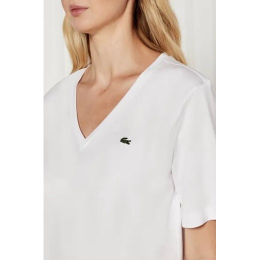 Bluzka damska Lacoste z krótkim rękawem w serek 