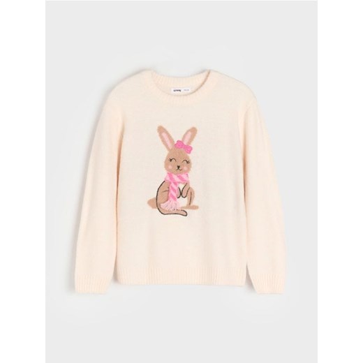 Sweter dziewczęcy Sinsay w nadruki z elastanu 