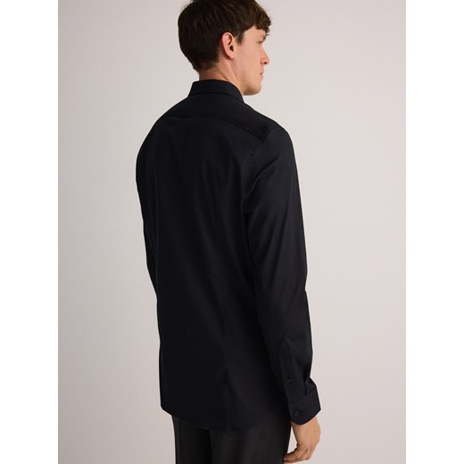 Reserved - Koszula slim fit z haftem - czarny Reserved M Reserved