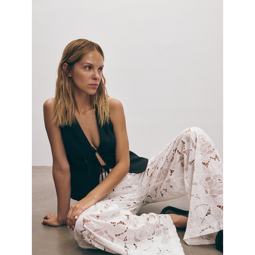 Reserved - Koronkowe spodnie - złamana biel Reserved M Reserved