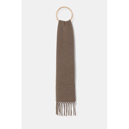 Weekend Max Mara szalik wełniany kolor brązowy gładki 2425746035600 ze sklepu ANSWEAR.com w kategorii Szaliki i chusty damskie - zdjęcie 175005684