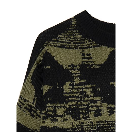 Cropp - Czarny sweter z artystycznym nadrukiem - wielobarwny Cropp S Cropp