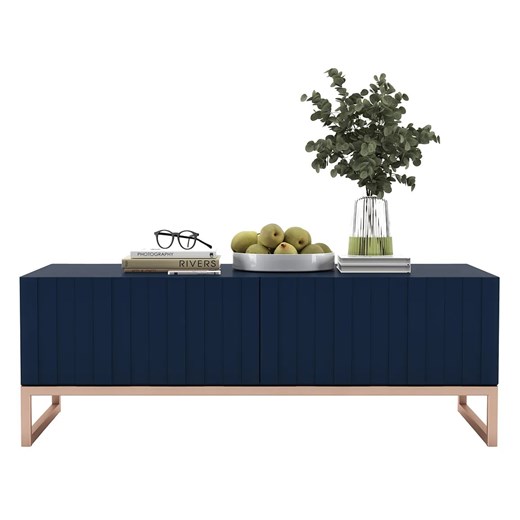 Granatowy stolik kawowy z lamelami - Irving 9X Elior One Size Edinos.pl