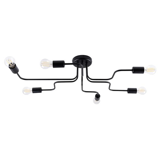 Czarna lampa sufitowa industrialna 6-punktowa - A627-Brif Lumes One Size Edinos.pl