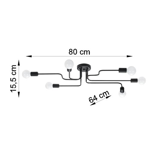 Czarna lampa sufitowa industrialna 6-punktowa - A627-Brif Lumes One Size Edinos.pl