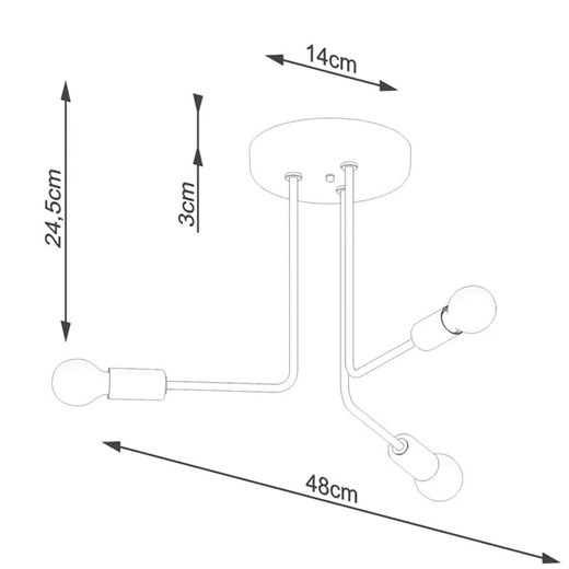 Czarna loftowa lampa sufitowa z 3 ramionami - A630-Tefo Lumes One Size Edinos.pl