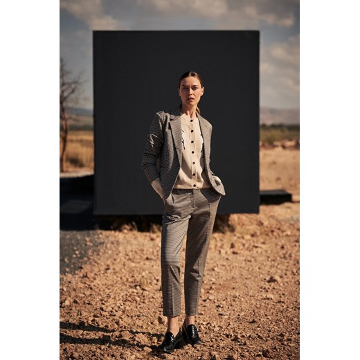 Jednorzędowa marynarka w pepitkę beżowa M Moodo.pl