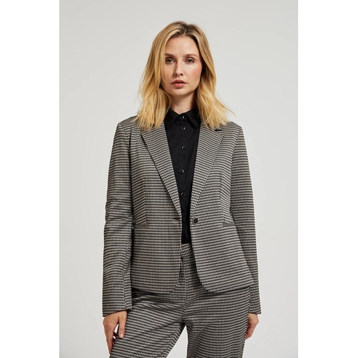 Jednorzędowa marynarka w pepitkę beżowa XS Moodo.pl