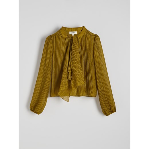 Reserved - Bluzka z ozdobnym wiązaniem - oliwkowy Reserved M Reserved