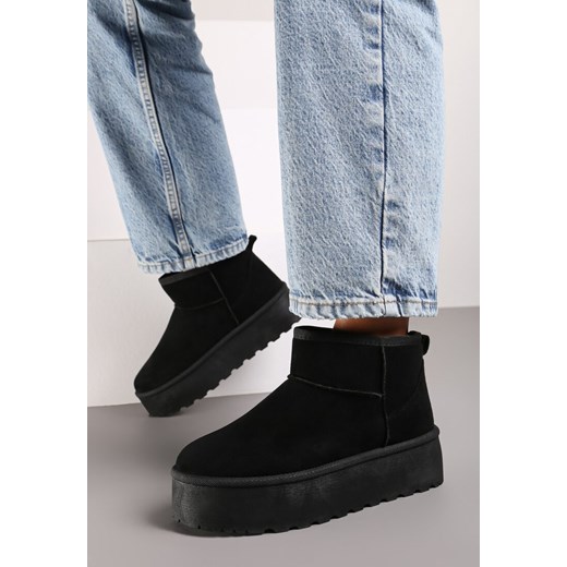 Czarne Śniegowce na Platformie Sireella ze sklepu born2be.pl w kategorii Śniegowce damskie - zdjęcie 175012811