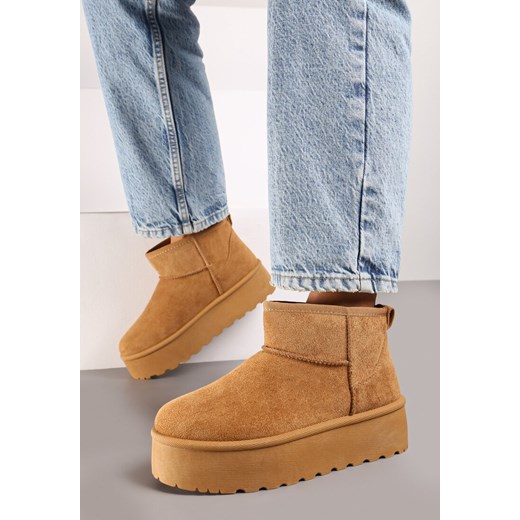 Brązowe Śniegowce na Platformie Sireella ze sklepu born2be.pl w kategorii Śniegowce damskie - zdjęcie 175012814