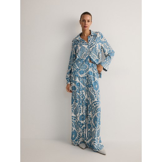 Reserved - Wzorzyste spodnie z wiskozy - jasnoniebieski Reserved M Reserved