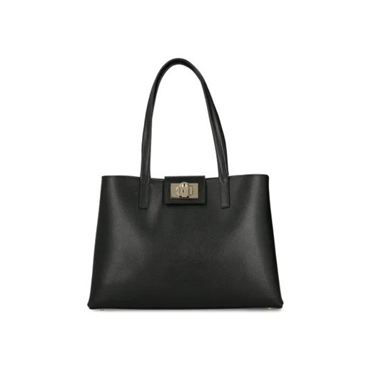 Shopper bag Furla czarna na ramię ze skóry