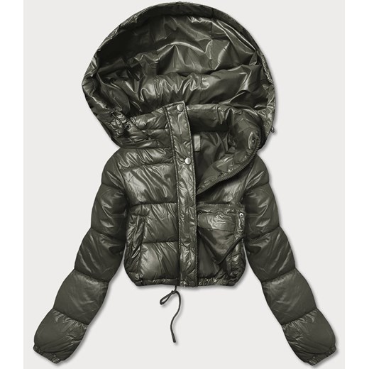 Krótka kurtka puchowa typu crop khaki (d2-3831-22) Goodlookin.pl XL (42) goodlookin.pl