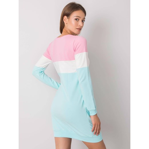 Trójkolorowa długa bluza damska z kieszeniami róż/ecru/mięta (5869) ze sklepu goodlookin.pl w kategorii Bluzy damskie - zdjęcie 175022710