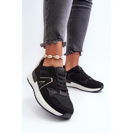 Damskie Sneakersy Eko Skóra Czarne Vinelli A88-179 ze sklepu ZAZOO w kategorii Buty sportowe damskie - zdjęcie 175024641