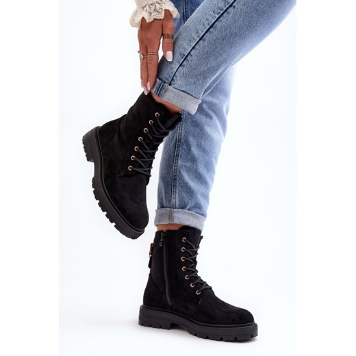 Botki Damskie Workery Suwak Czarne Ninsuni ML282 ze sklepu ZAZOO w kategorii Workery damskie - zdjęcie 175025021