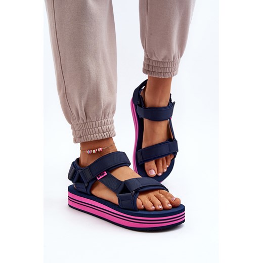 Sandały Damskie Platforma Granatowe Lee Cooper LCW-24-05-2754 ze sklepu ZAZOO w kategorii Sandały damskie - zdjęcie 175028113