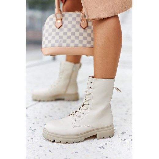 Wysokie Botki Workery Beżowe Rozelle ze sklepu ZAZOO w kategorii Workery damskie - zdjęcie 175028903