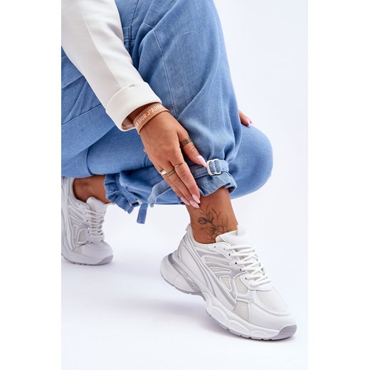Buty Sportowe Damskie Sznurowane Białe Emare 88-79 ze sklepu ZAZOO w kategorii Buty sportowe damskie - zdjęcie 175035181