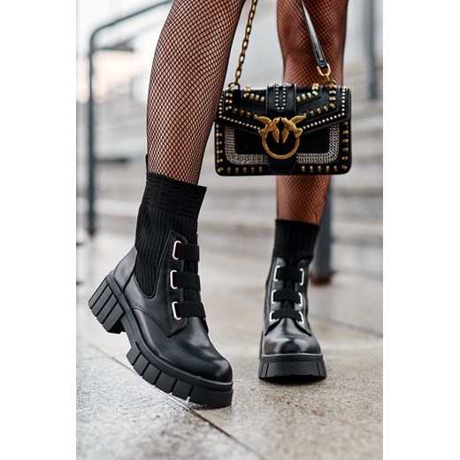 Workery Botki Skarpeta Płaski Obcas Czarne Inogoi QT41P ze sklepu ZAZOO w kategorii Botki - zdjęcie 175036761