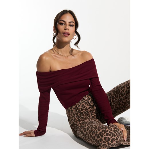 Bluzka damska Sinsay z długim rękawem z okrągłym dekoltem 