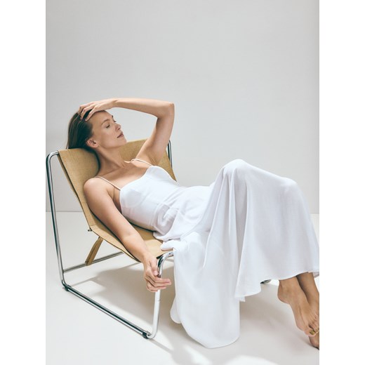 Reserved - Sukienka midi z gorsetową górą - biały Reserved M Reserved