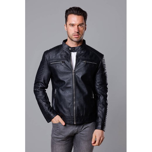 Kurtka męska typu biker czarna (11Z8053) Goodlookin.pl M promocja goodlookin.pl