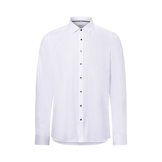 Olymp Level Five Koszula męska Mężczyźni Slim Fit Bawełna biały jednolity ze sklepu vangraaf w kategorii Koszule męskie - zdjęcie 175044462