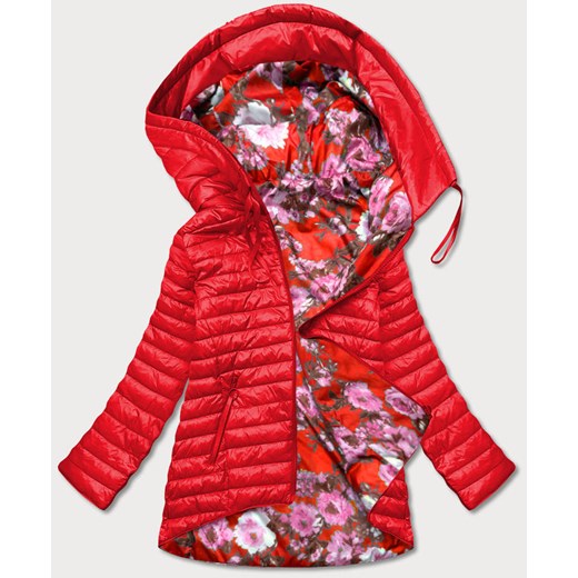 Dwustronna kurtka damska kwiaty czerwona (pc-6105-16) Goodlookin.pl S (36) goodlookin.pl