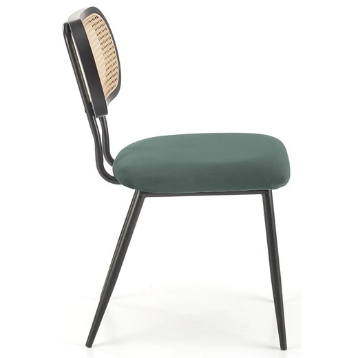 Zielone krzesło z rattanem w stylu boho - Tanges Elior One Size okazja Edinos.pl