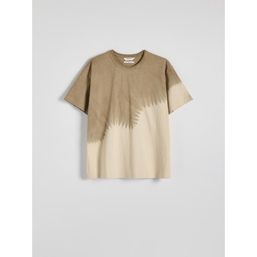 Reserved - T-shirt boxy tie dye - beżowy Reserved M Reserved