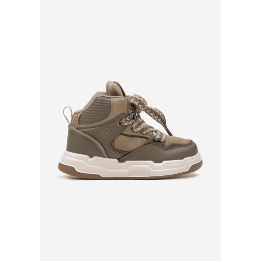 Jasnozielone Buty Sportowe Sneakersy na Grubej Podeszwie ze Skórzaną Wkładką Piritha ze sklepu renee.pl w kategorii Buty sportowe dziecięce - zdjęcie 175055302