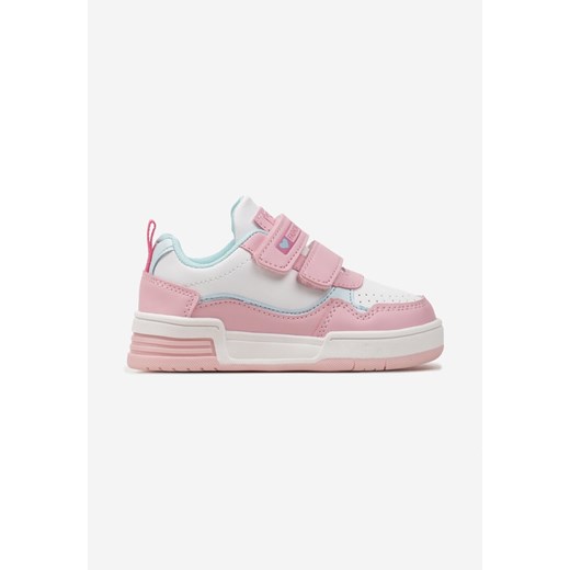 Biało-Różowe Buty Sportowe Sneakersy na Platformie z Tłoczeniem na Rzep Tetiala ze sklepu renee.pl w kategorii Buty sportowe dziecięce - zdjęcie 175055311