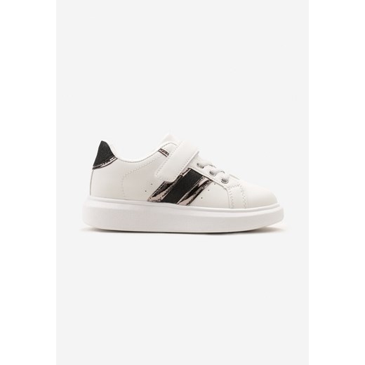 Biało-Czarne Buty Sportowe Sneakersy z Metalicznymi Wstawkami i Brokatem z Zapięciem na Rzep Tetita ze sklepu renee.pl w kategorii Buty sportowe dziecięce - zdjęcie 175055330