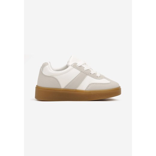 Szare Płaskie Sznurowane Buty Sportowe Sneakersy z Paskiem Crealia ze sklepu renee.pl w kategorii Buty sportowe dziecięce - zdjęcie 175055634