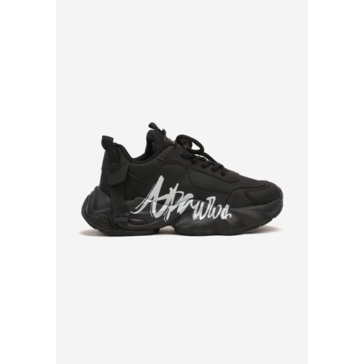 Czarne Buty Sportowe Sneakersy na Platformie z Tłoczeniem z Napisem Valerisia ze sklepu renee.pl w kategorii Buty sportowe dziecięce - zdjęcie 175055760